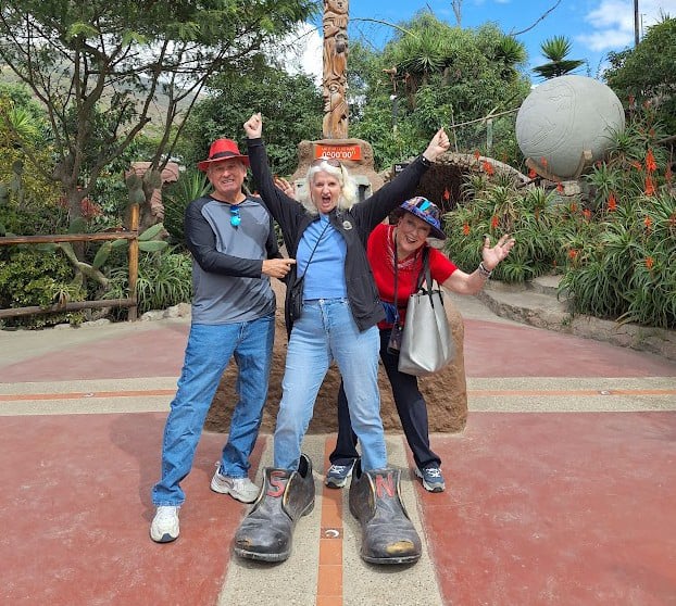 Hugh and Judy on the equator in Quito 